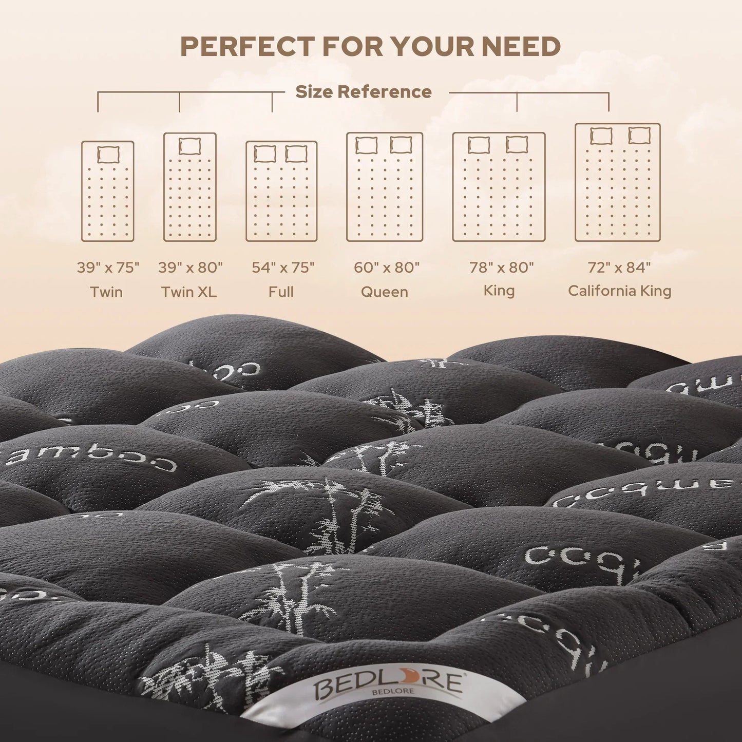 ☁️Cooling Mattress Topper for Back Pain - Extra Thick Fitted Sheet