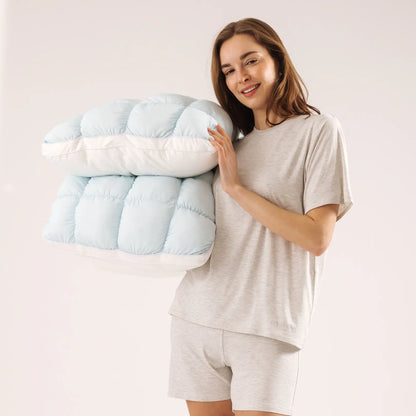 ☁️Fluffy PuffGrid Bed Pillow for All Sleepers